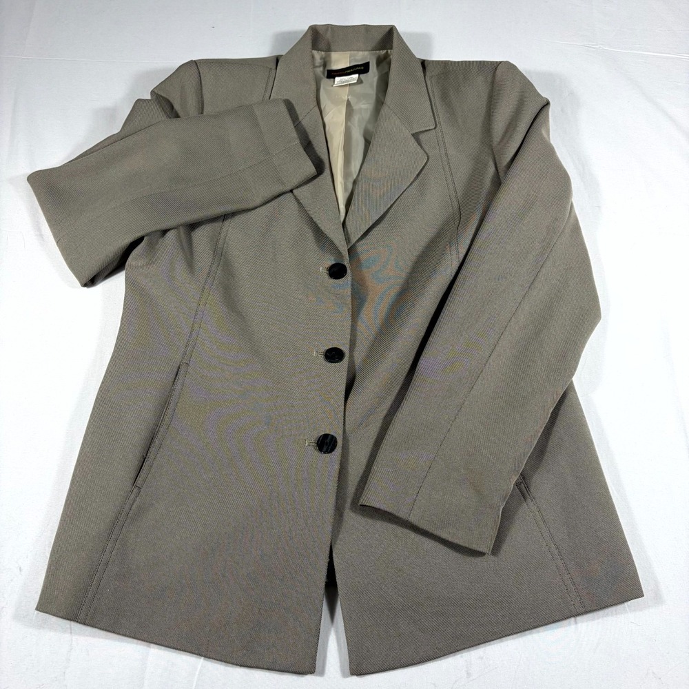 Harris Wallace Blazer Jacket Women's 12 Gray  Lined 3 Button Business Career
